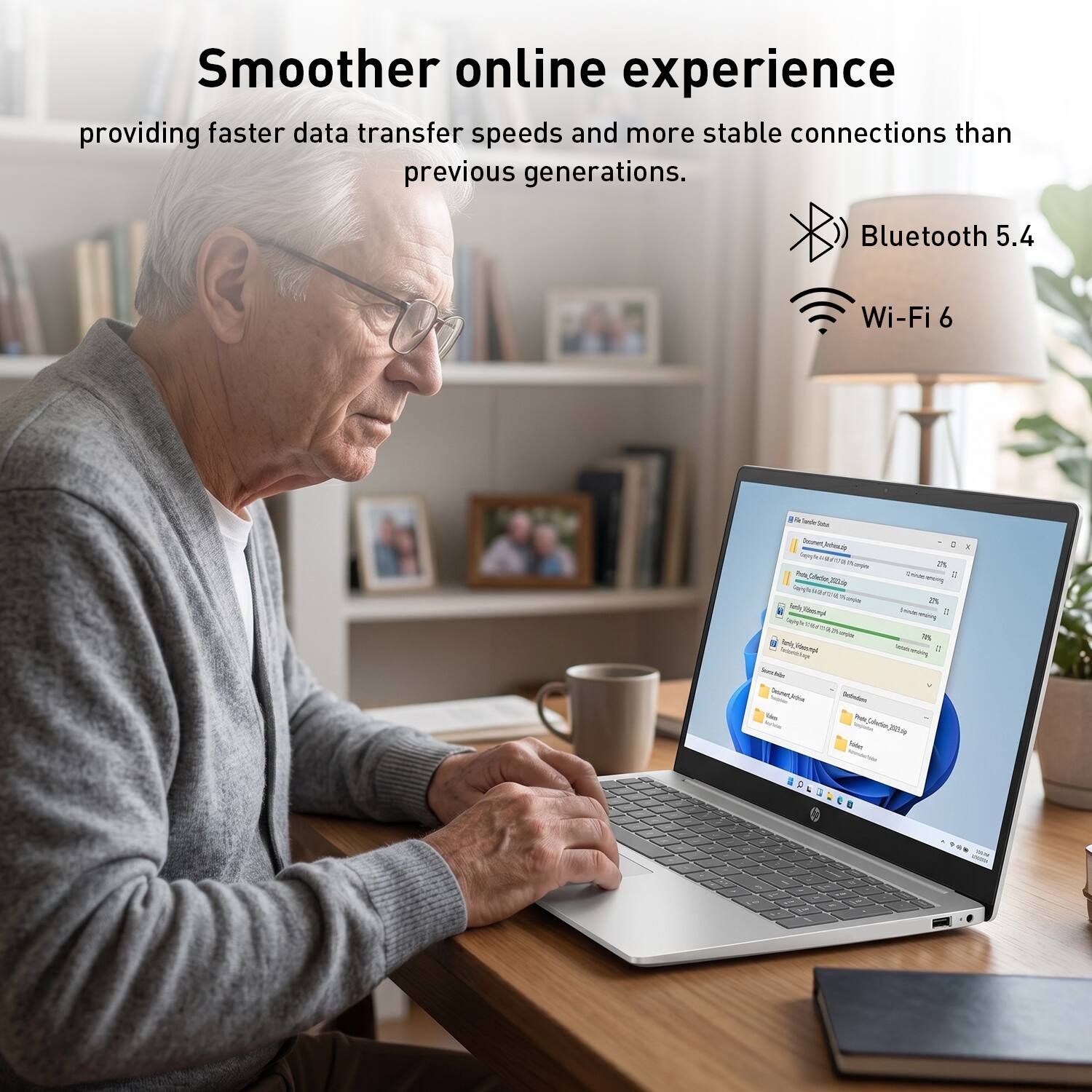 Smoother online experience providing faster data transfer speeds and more stable connections than previous generations. Bluetooth 5.4 Wi-Fi 6