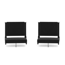 Emma + Oliver - Set of 2 500 lb. Rated Lightweight Stadium Chair with Ultra-Padded Seat - Black