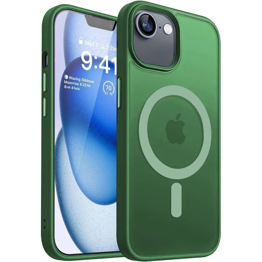 Entronix - Magnetic Case for iPhone 16E - Translucent Frosted Matte Finish - Green
