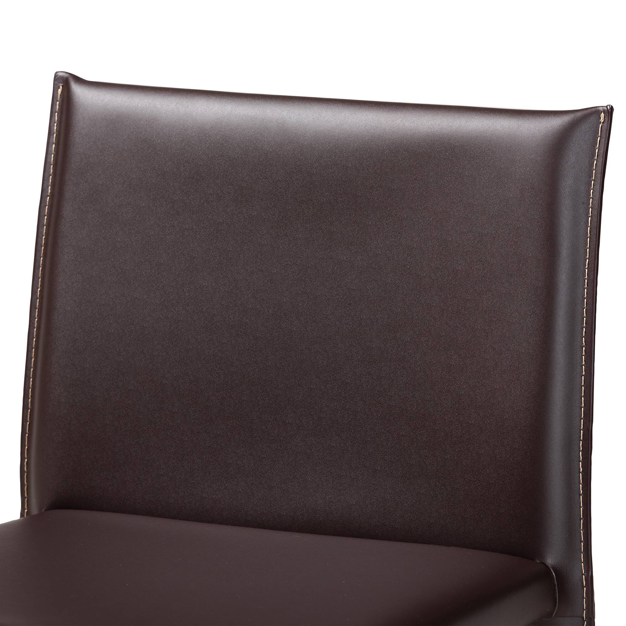 Back. Baxton Studio - Crawford Leather 2-Piece Counter Height Stool Set - Brown.