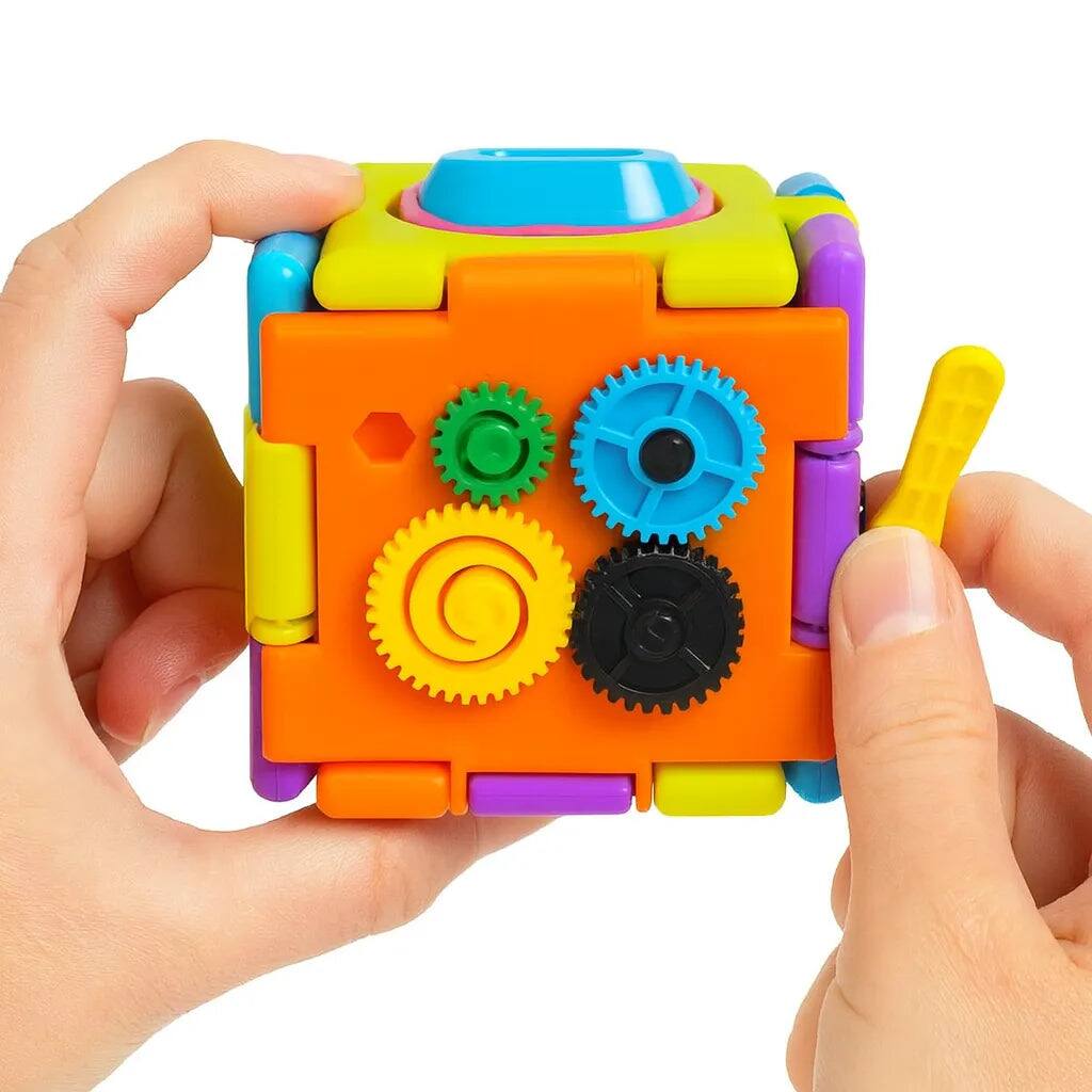 Front. One For Fun - Super Sensory Square 6-Sided Fidget Cube, Pocket Stress Relief and Focus Toy for All Ages - Multicolor.