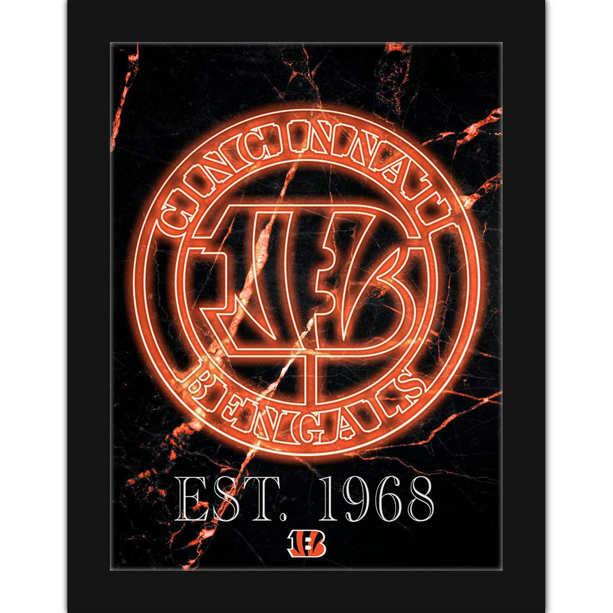 Black Cincinnati Bengals 12'' x 16'' Framed Circle Logo Print
