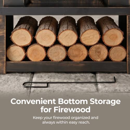 Convenient Bottom Storage for Firewood  
Keep your firewood organized and always within easy reach.