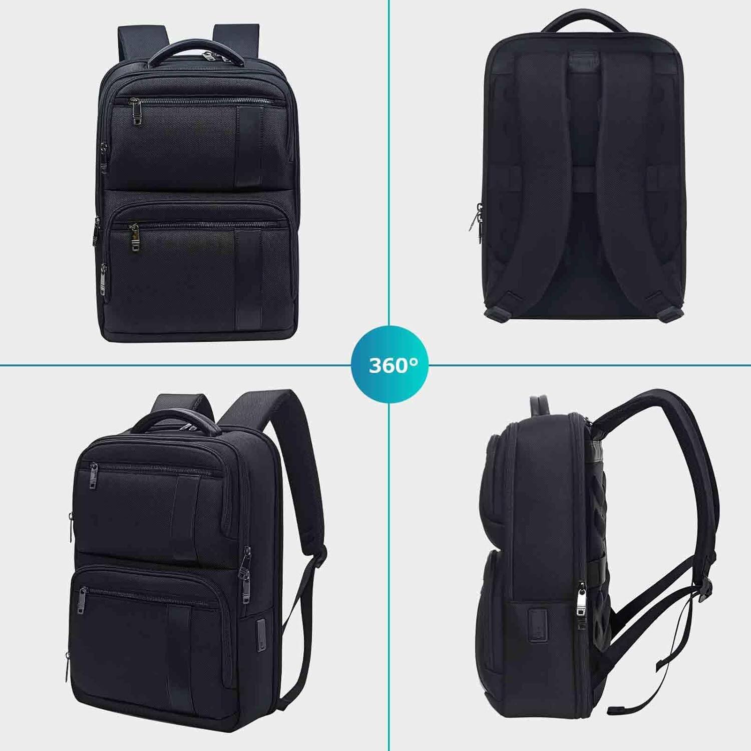 Alt View 8. Wikistore - WIKISTORE Backpack for 15.6 Inch Laptop Water Resistant Lightweight Business Travel School College Bookbag Black - Black.