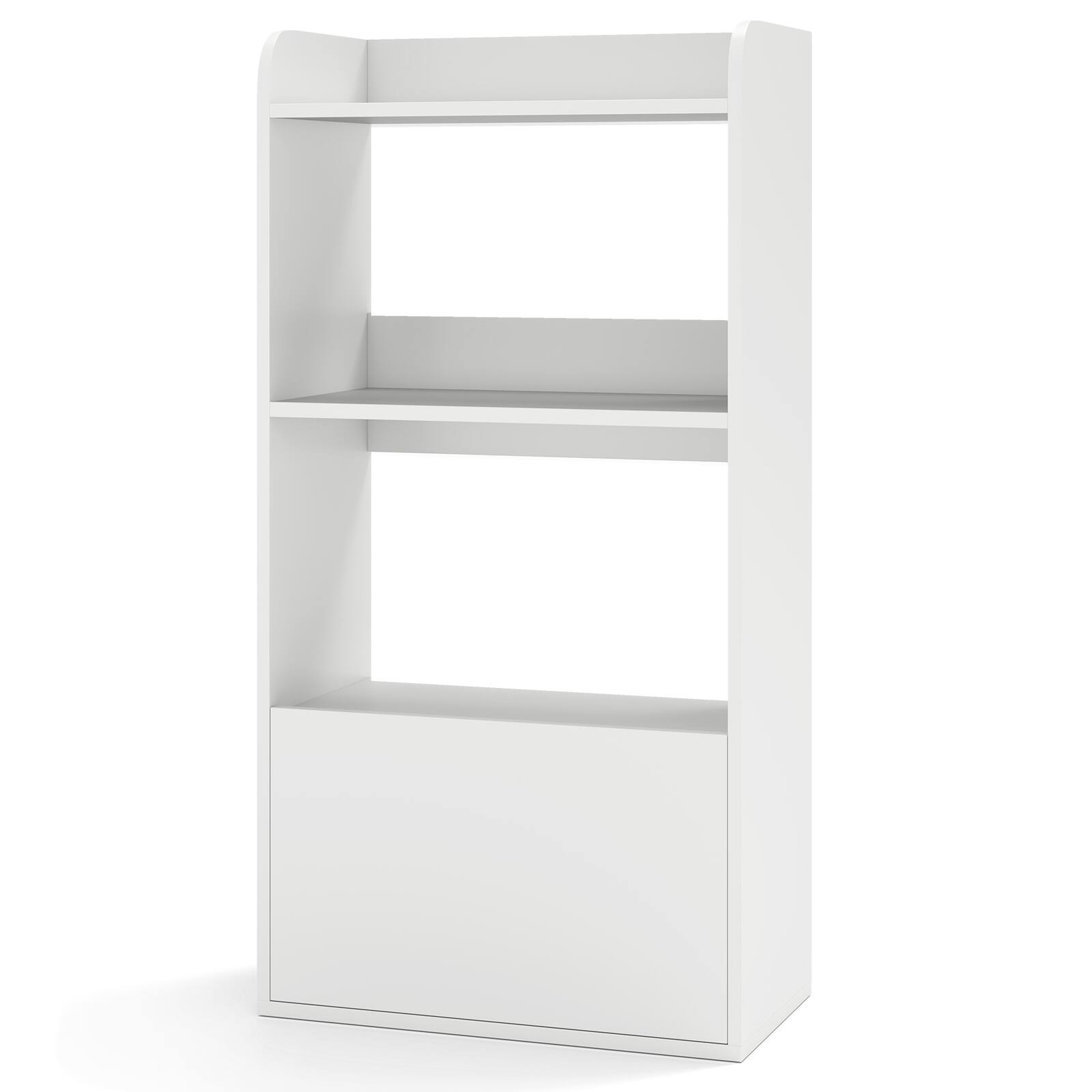 Alt View 8. Gymax - Gymax Bookcase w/ Drawer 3-Tier Open Shelf Anti-Toppling Kits for Living Room White - White.