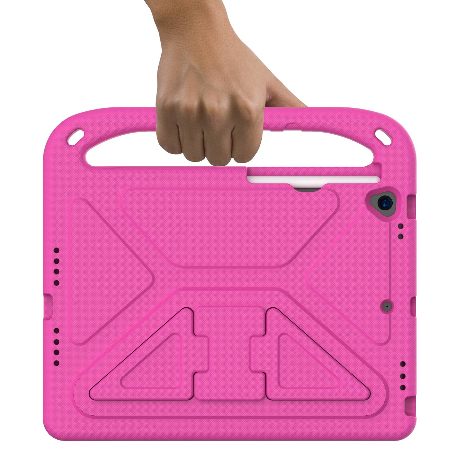 Angle. UUCOVER - Lightweight EVA Case for iPad 9th 8th 7th Gen 10.2-inch (2021/2020/2019) Shockproof Handle Kickstand Anti-Slip Cover - Rose.