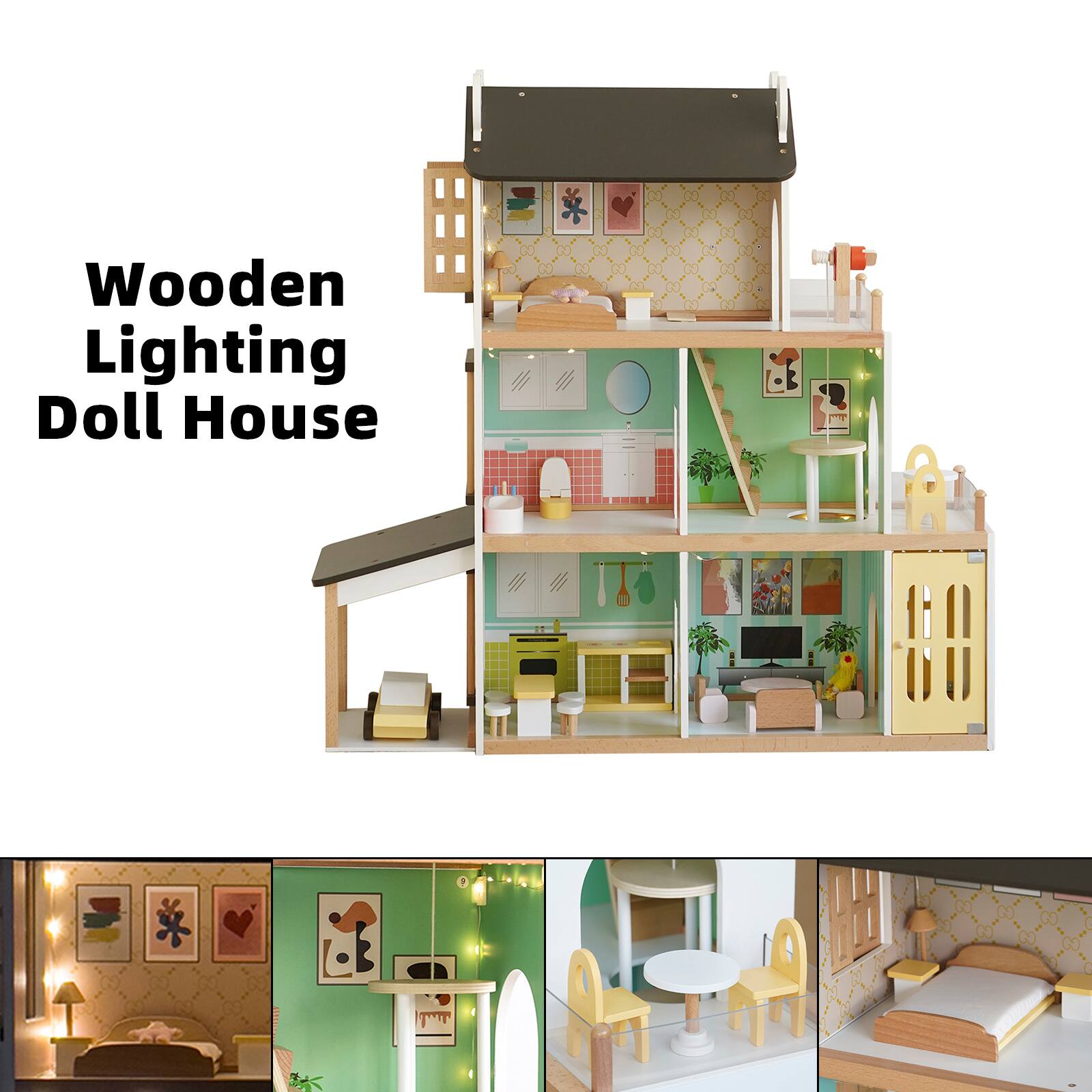 Wooden Lighting Doll House