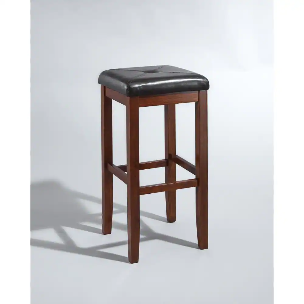 Angle. Crosley Furniture - Upholstered Square Seat 2-Piece Bar Stool Set - 2 Stools - Mahogany.