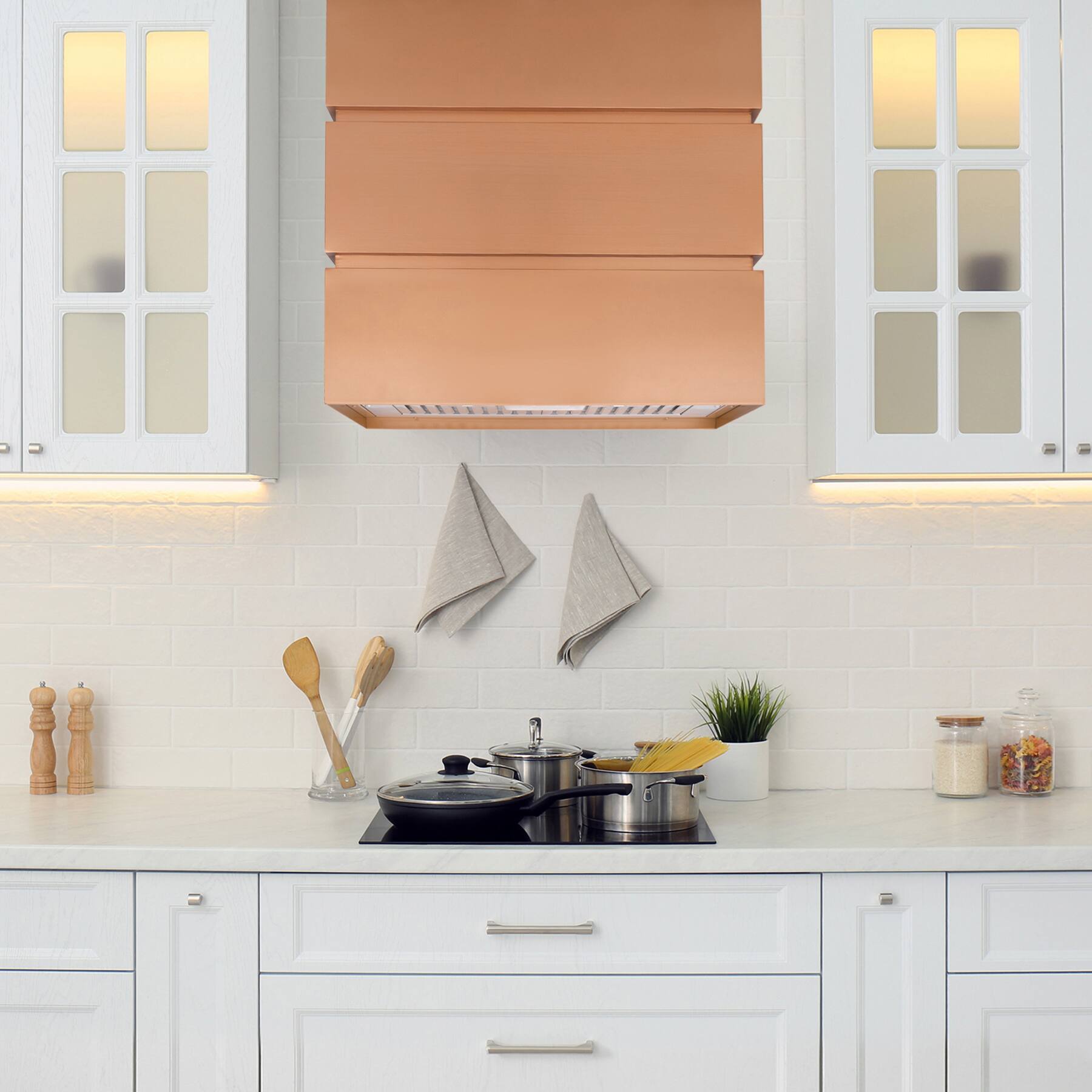 Alt View 5. Akicon - Akicon 30 inch Ducted 600-CFM Copper Wall-Mounted Range Hood with Charcoal Filter - Copper.