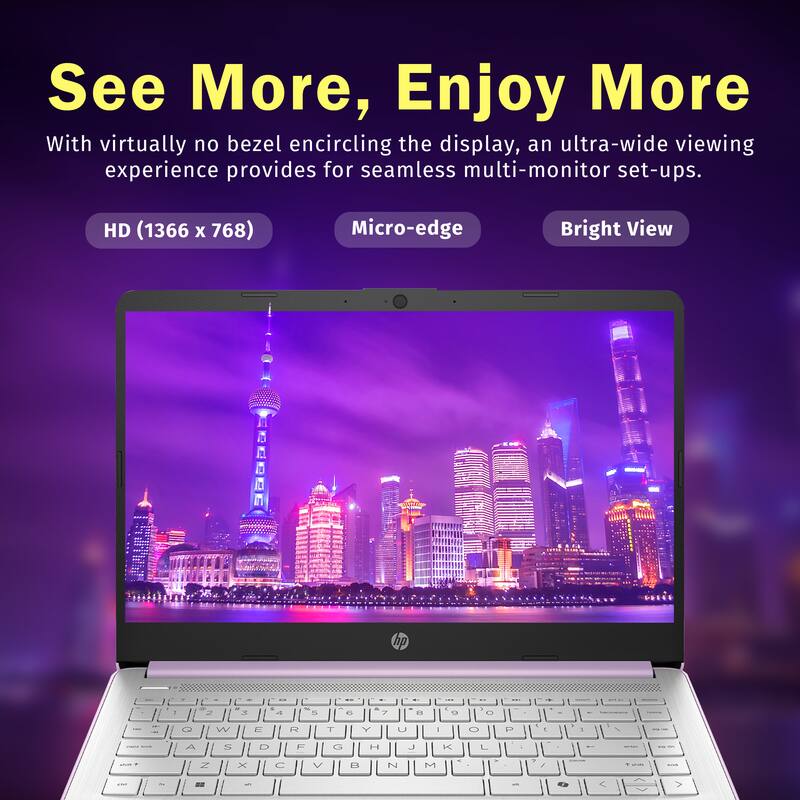 See More, Enjoy More

With virtually no bezel encircling the display, an ultra-wide viewing experience provides for seamless multi-monitor set-ups.

HD (1366 x 768)  
Micro-edge  
Bright View