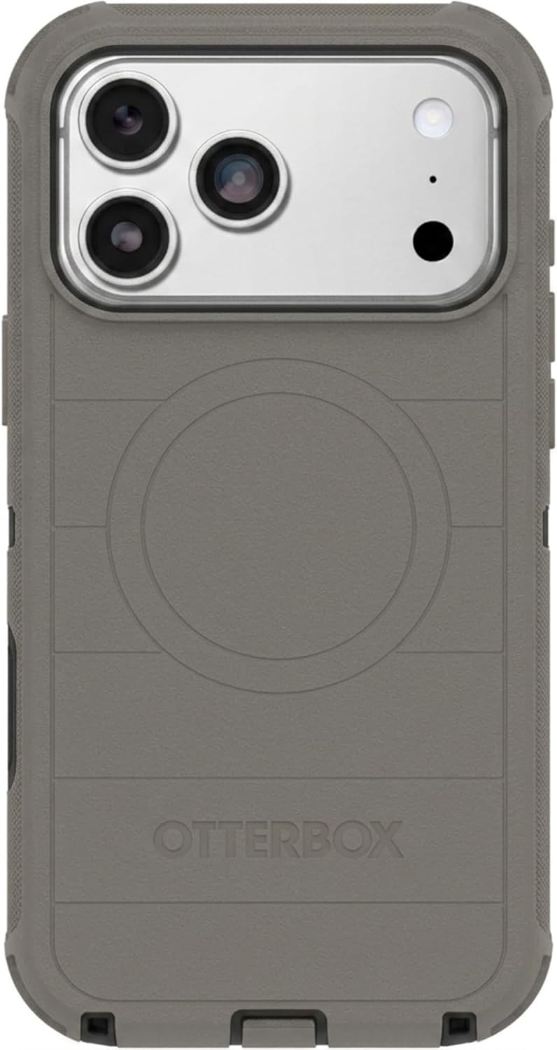 Left. OtterBox - OtterBox - Defender Series Pro Hard Shell for Apple iPhone 17 Pro Max - Dark Roast (Grey & Black).