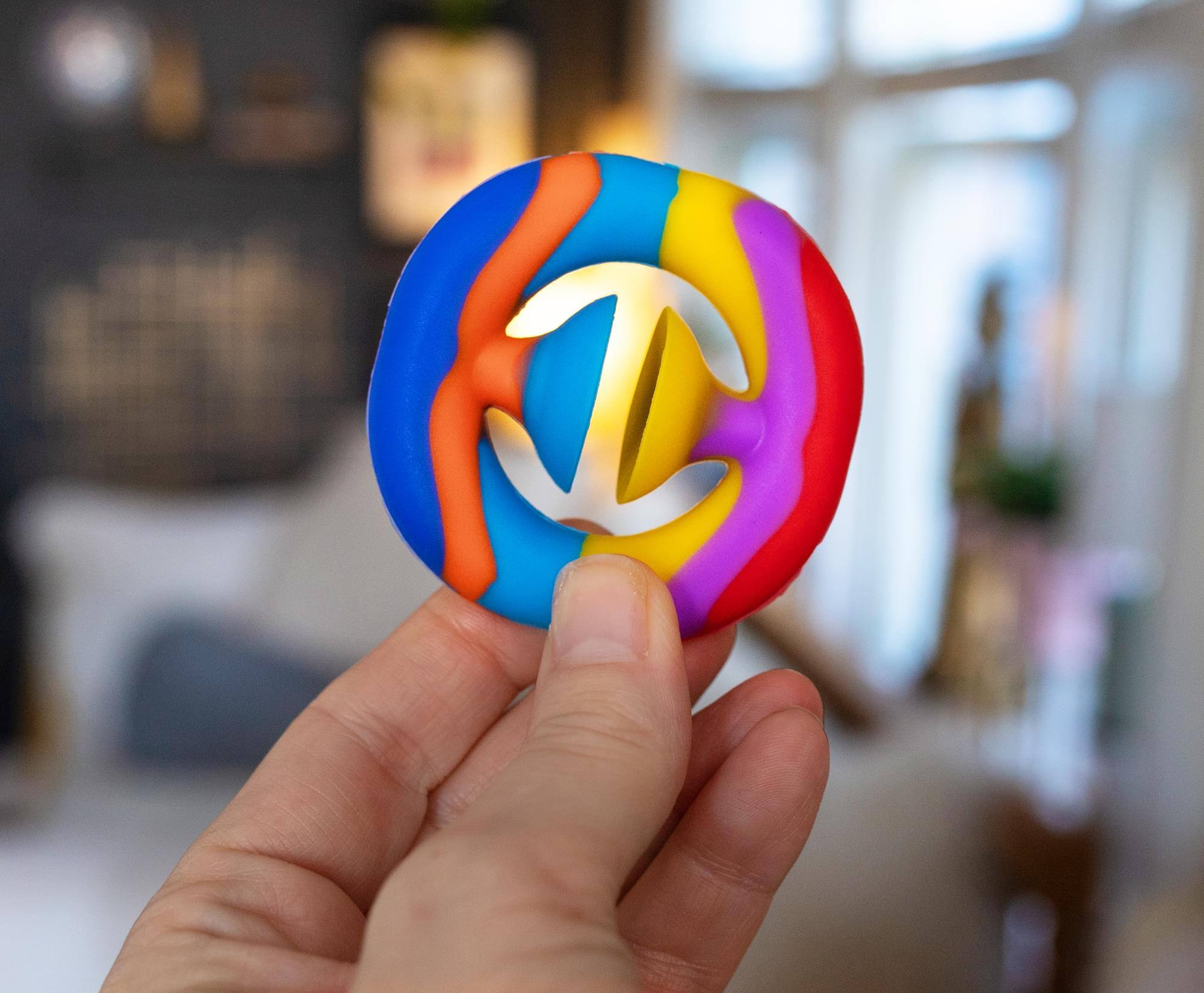 Alt View 4. Toynk - Pressure Fidget Toy Rainbow Silicone Snapper - Red.