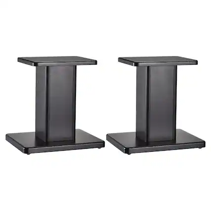 Front. Unique Bargains - 2pcs Wood Speaker Stands, Sturdy Hollow Base for Optimal Positioning of Bookshelf Speakers in Home Theater - Black.