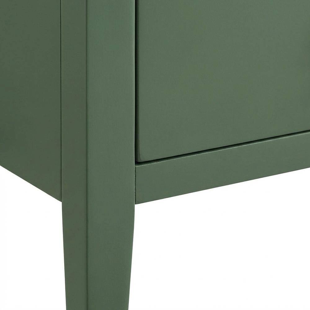 Alt View 1. FurniFact - Evening Stand with Single Drawer and Gold Hardware for Casual or Farmhouse Decor - Green.