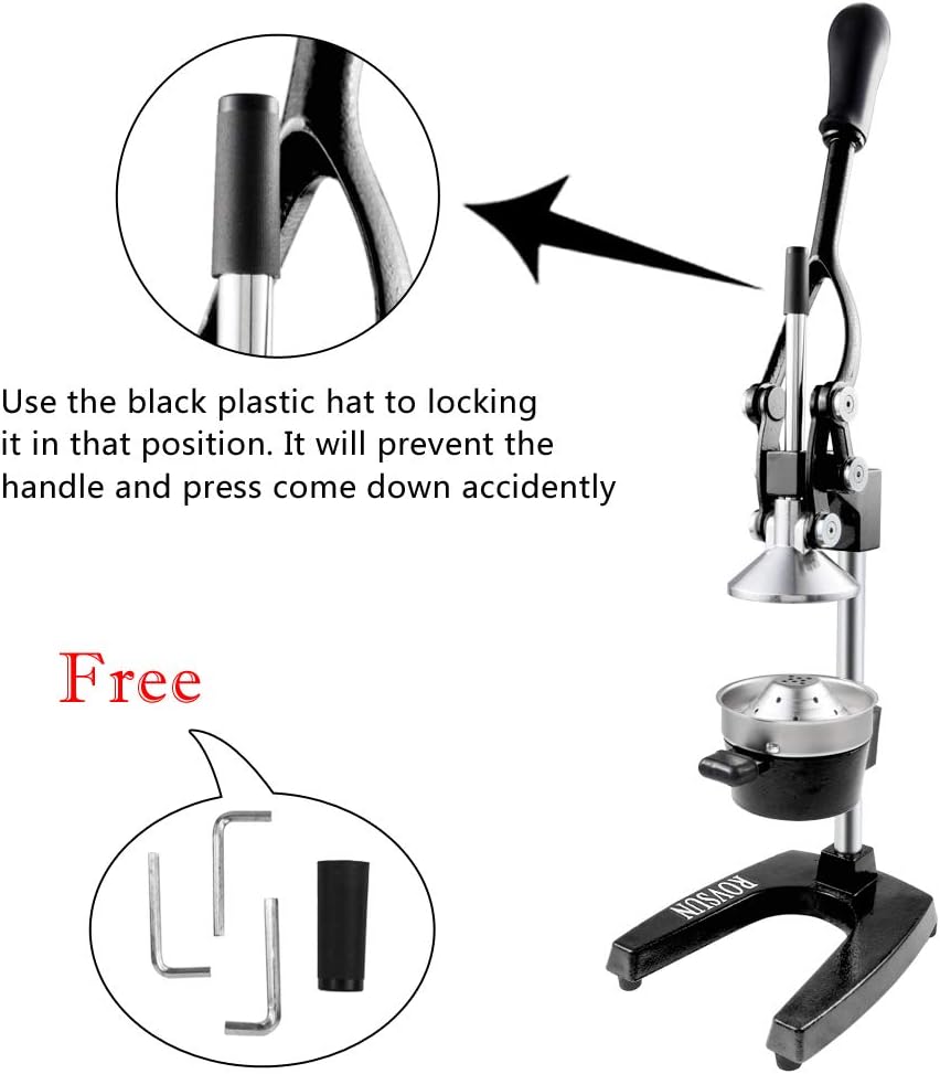 Use the black plastic hat to lock it in that position. It will prevent the handle and press come down accidentally

Free