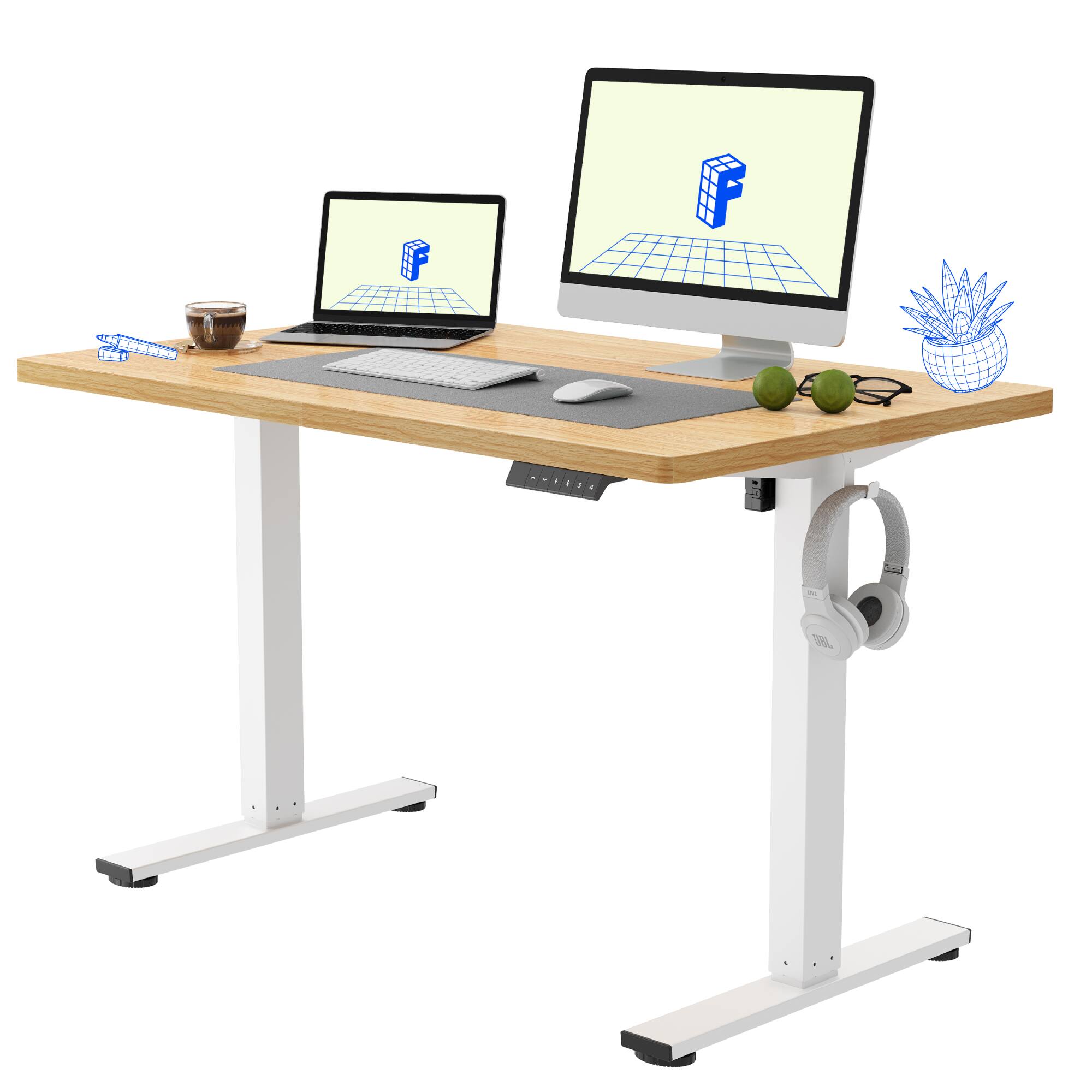 Left. FlexiSpot - FlexiSpot E2 48''W x 30''D Electric Adjustable Standing Desk Chipboard, Maple/White - Maple.