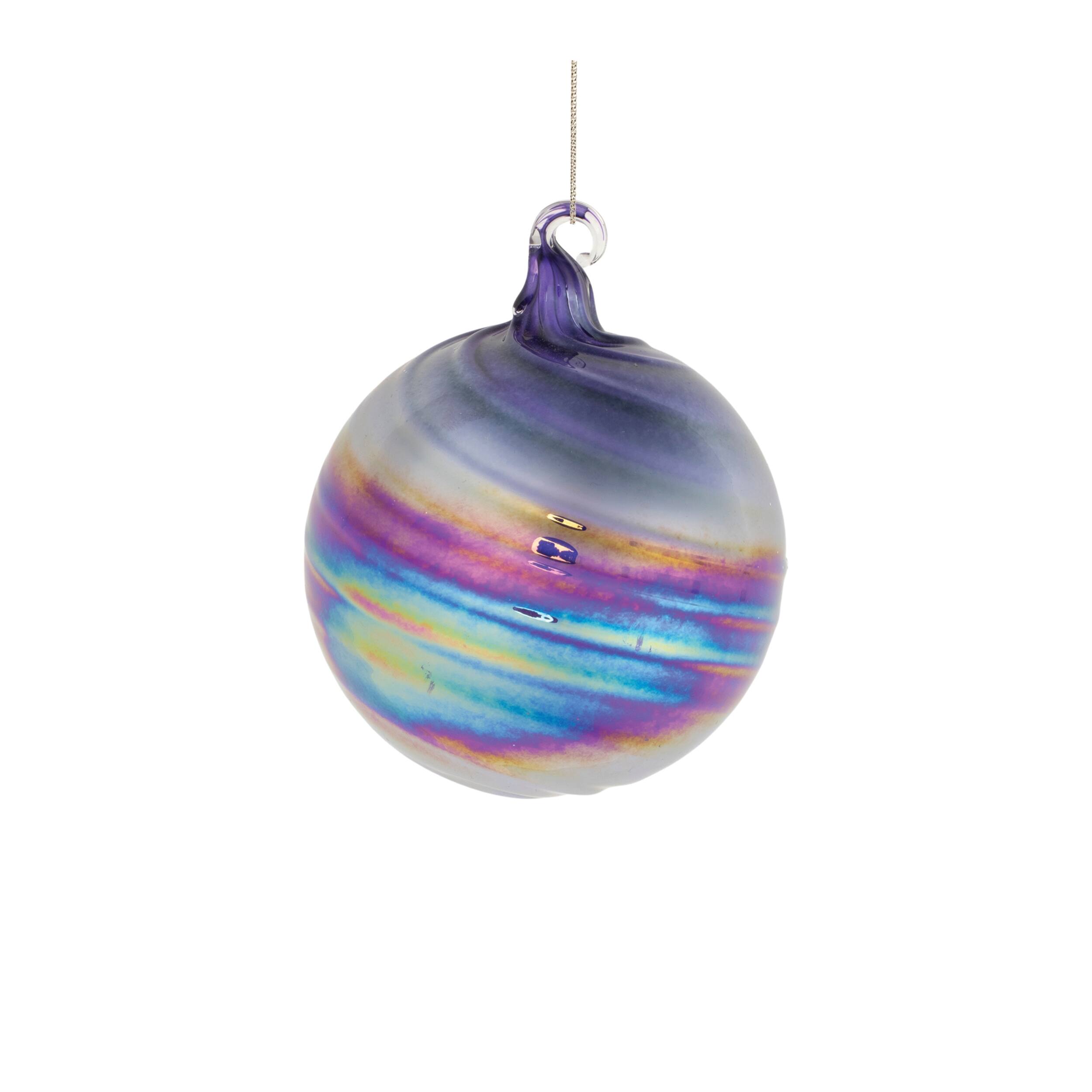 Left. BreeBe - Purple Iridescent Ornaments (Set of 12) - Purple, Iridescent.
