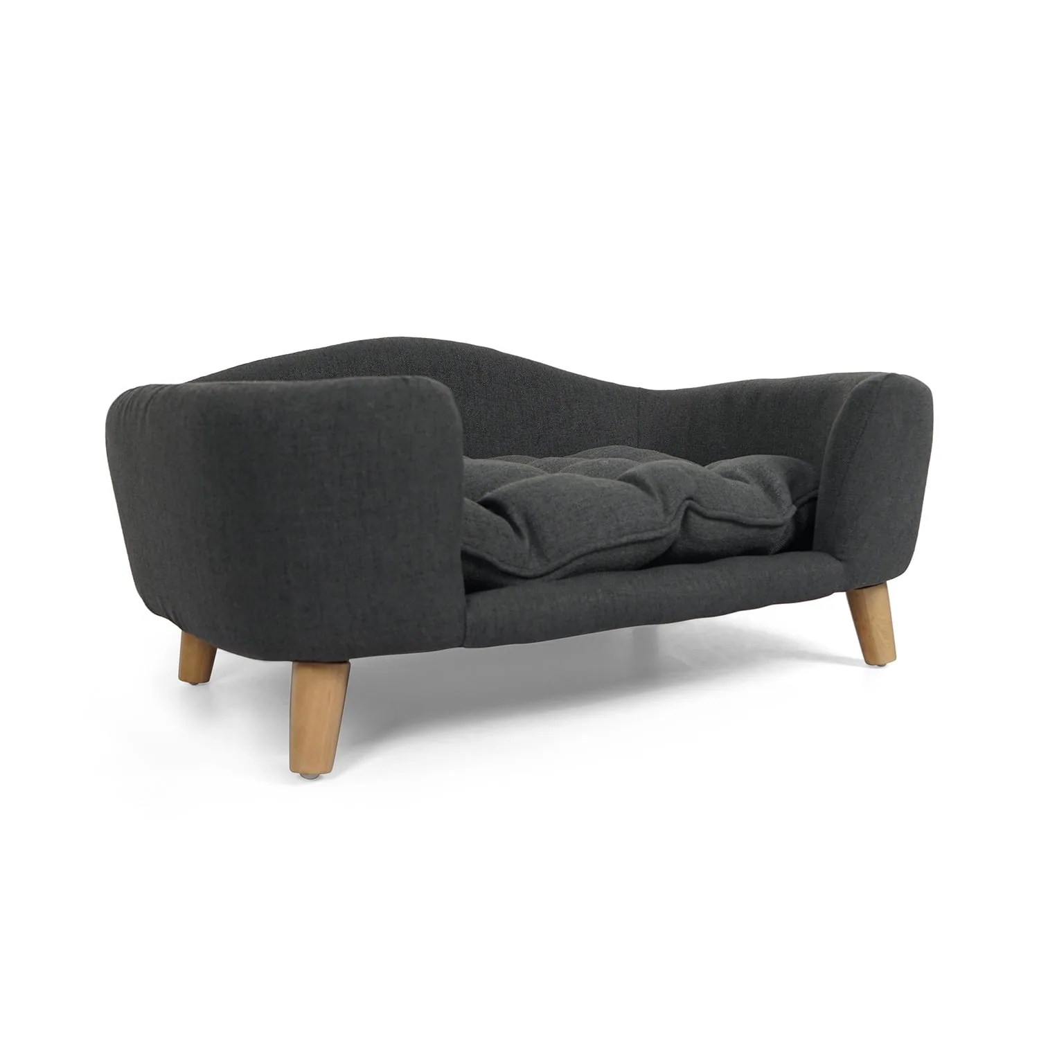 Alt View 7. Pefilos - 30" Elevated Dog Sofa, Corduroy Pet Couch with Rubber Wood Legs and Supportive Foam, Comfy Dog Bed for Small Dogs - Gray.