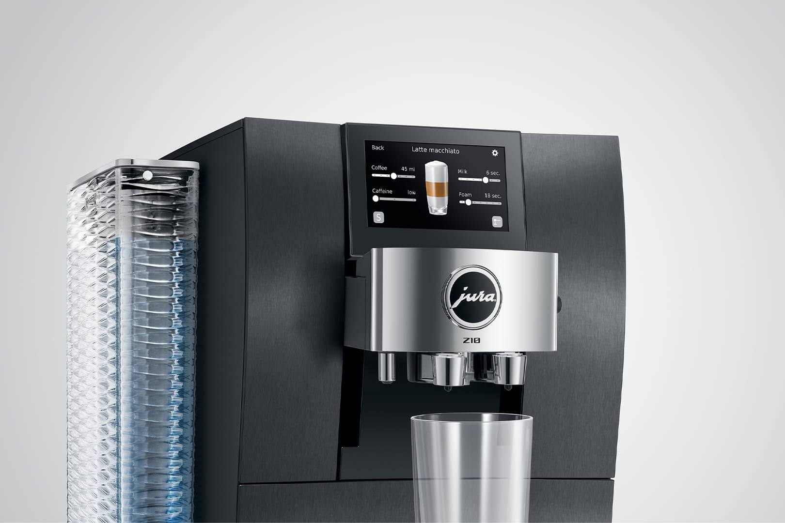 Back  
Latte macchiato  
Coffee 45 ml  
Milk 5 sec.  
Caffeine low  
Foam 18 sec.  
S  
jura  
Z10