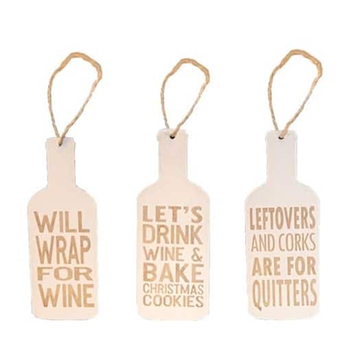 BreeBe - 3/Set Wine & Cookies Gift Tags - White