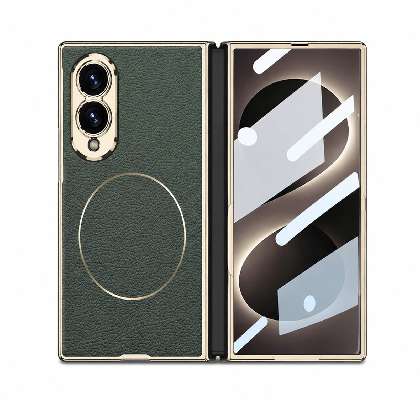 Dteck - Magnetic Back Cover for Samsung Galaxy Z Fold 8 with Tempered Glass Screen Protector, Shockproof PU Leather Cover - Darkgreen price history on PriceWatchPro