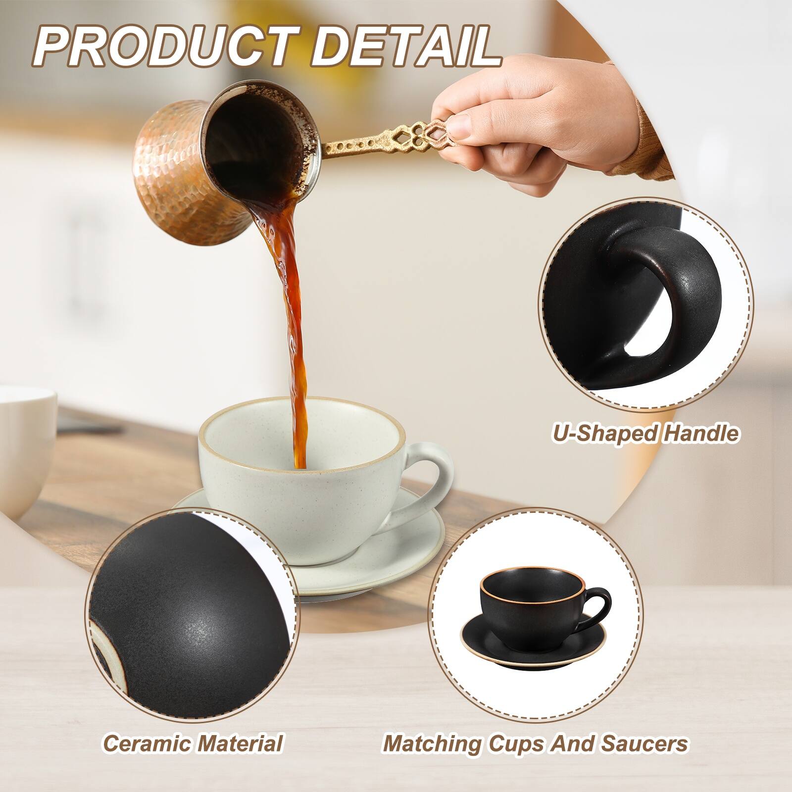 PRODUCT DETAIL

- U-Shaped Handle
- Ceramic Material
- Matching Cups And Saucers