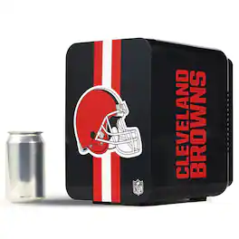 Ukonic NFL Cleveland Browns 6-Can Mini Fridge 4L AC/DC Portable Cooler, Official Team Logo for Home & Car - Brown