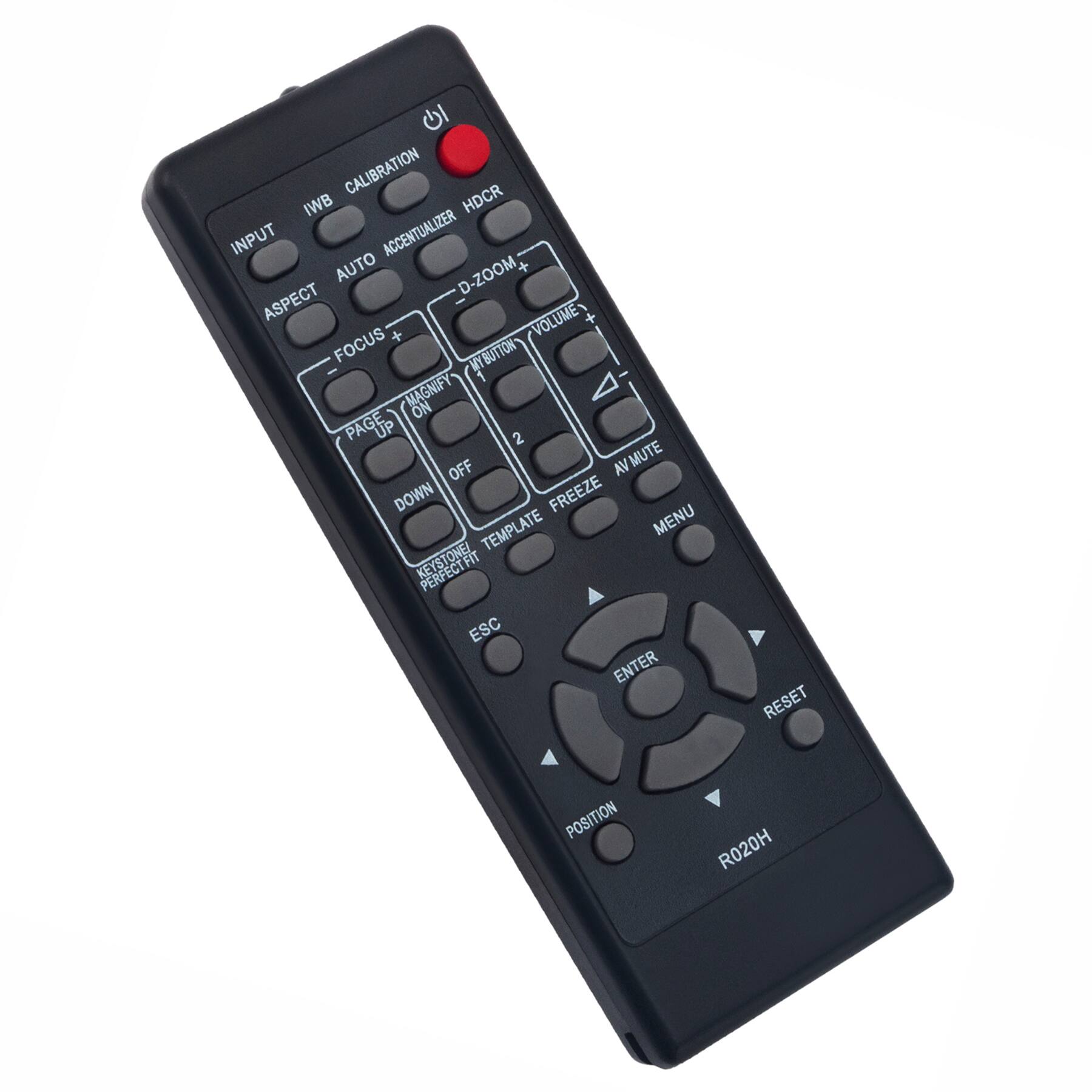 CALIBRATION  
IWB  
HDCR  
INPUT  
ACCENTUALIZER  
AUTO  
ASPECT  
D-ZOOM  
VOLUME  
FOCUS  
AV MUTE  
FREEZE  
TEMPLATE  
KEYSTONE/PERFECT FIT  
MENU  
ENTER  
RESET  
POSITION  
R020H
