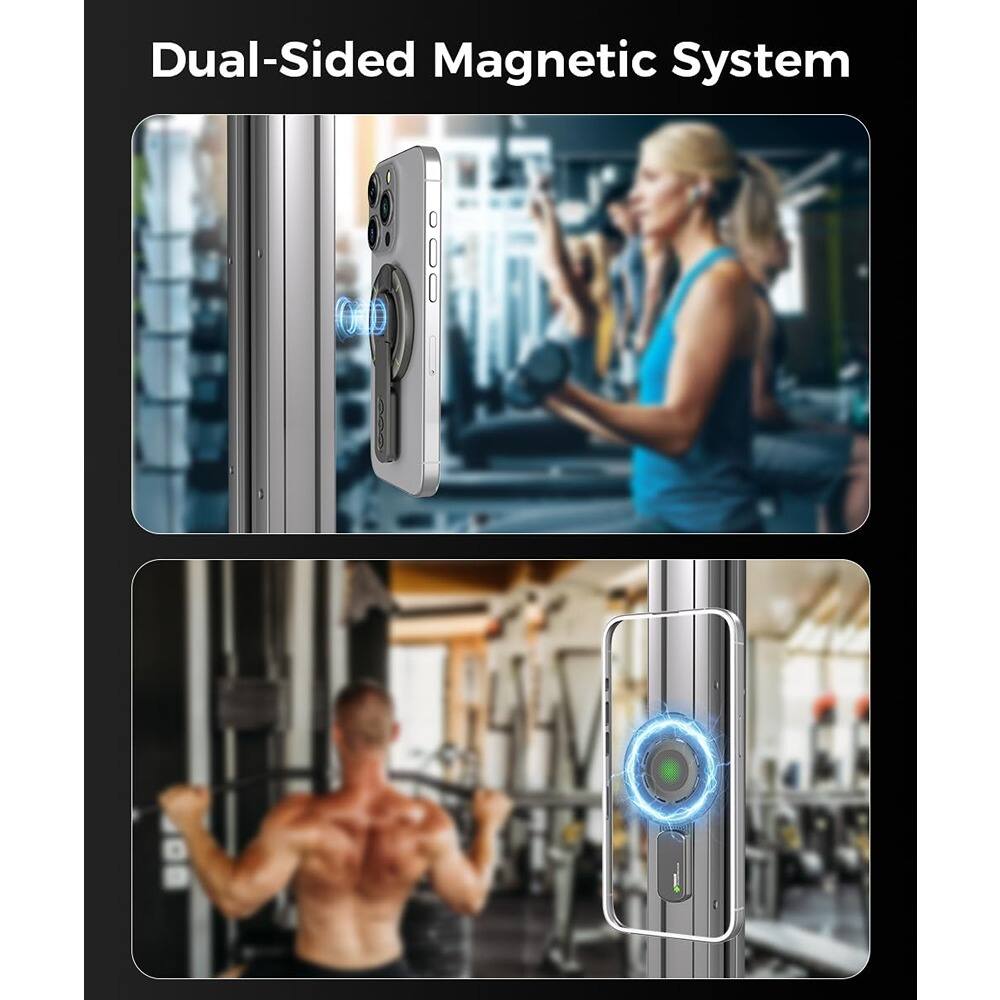 Alt View 2. PARKER SLATER - Magnetic Phone Grip & Stand – 360° Rotation, Silicone, Black - Black.