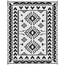 TinyHomie - Patio Rug for Decor Portable Outside Camping Area Carpet Mat Reversible Rug for Indoor and Outdoor - Black and White