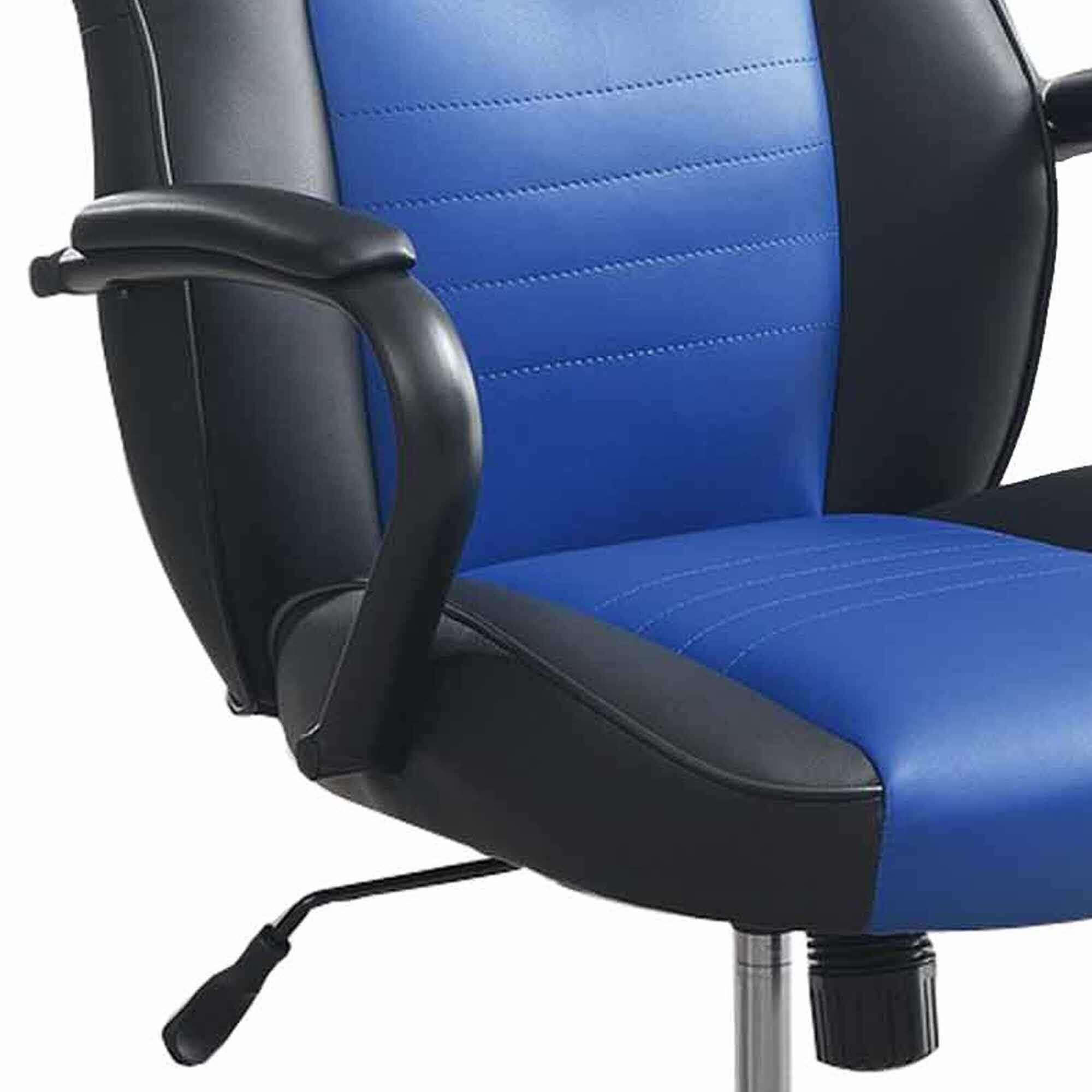 Alt View 2. Manhattan Lane - Rue 27 Inch Ergonomic Office Chair, Faux Leather Swivel Seat - Black, Blue.
