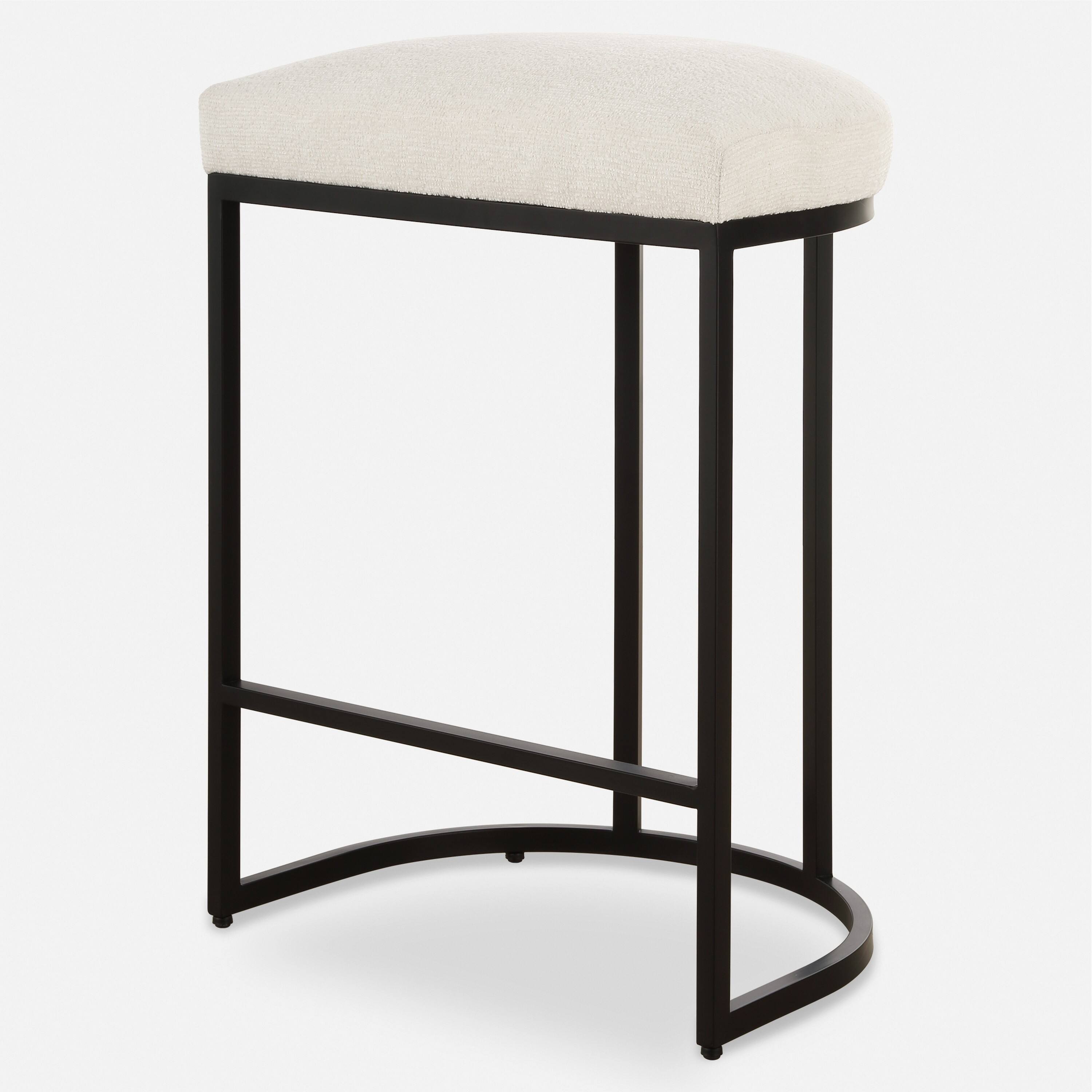 Angle. Manhattan Lane - Gyn Counter Height Stool,  Performance Fabric,  Cantilever Base - Cream, Black.