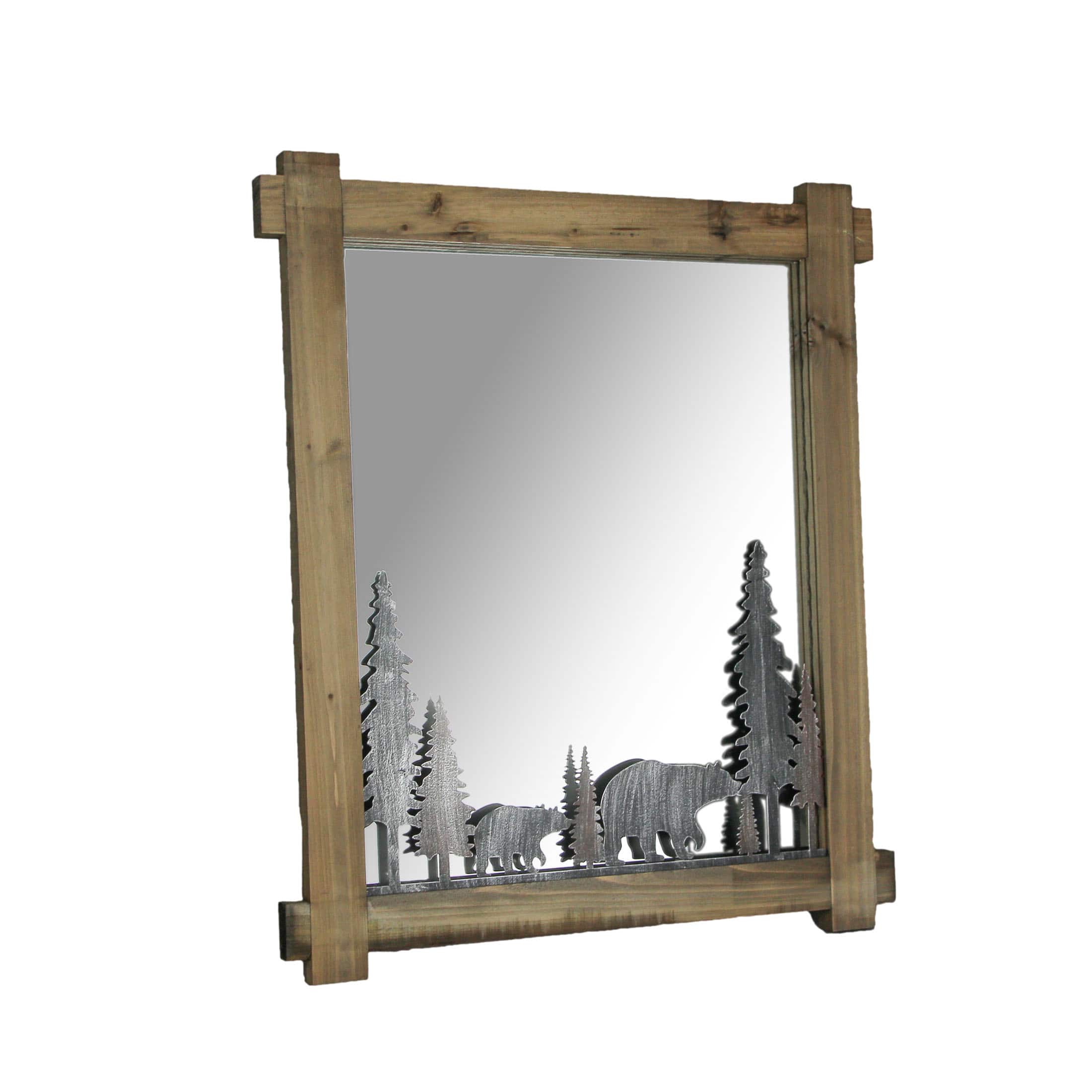 De Leon Collections - 26 Inch Black Bears Wood And Metal Wall Mirror Decorative Forest Bathroom Decor - Brown price history on PriceWatchPro