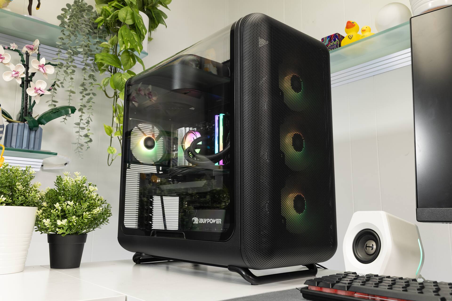 Alt View 4. iBUYPOWER - X50 Black Gaming Desktop - AMD Ryzen 7 9800X3D, NVIDIA GeForce RTX 5070Ti 16GB, 32GB DDR5 RGB RAM, 2TB SSD - Black.