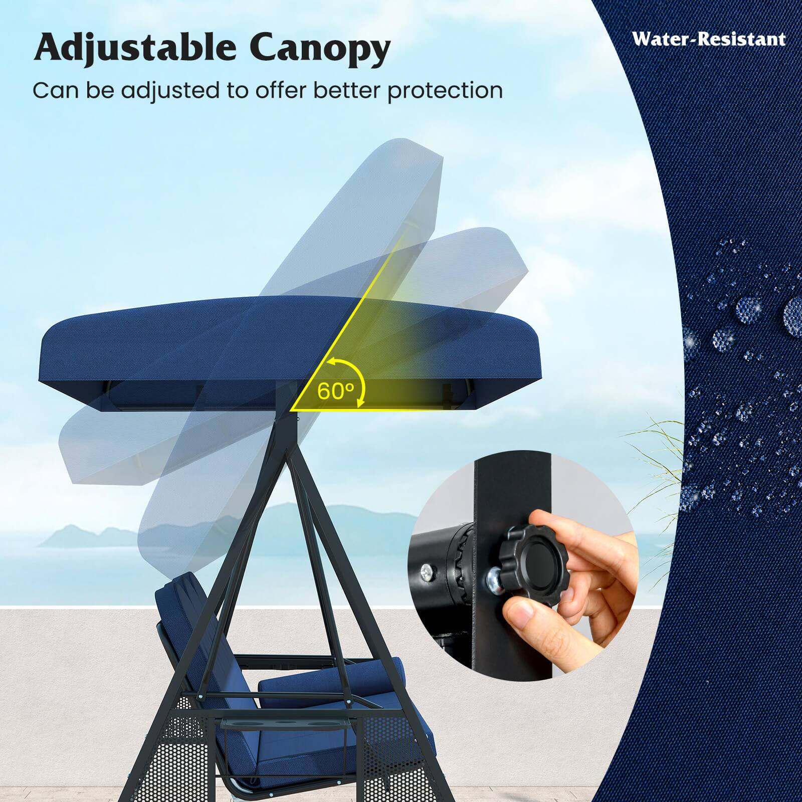 Adjustable Canopy  
Can be adjusted to offer better protection  

Water-Resistant  

60°