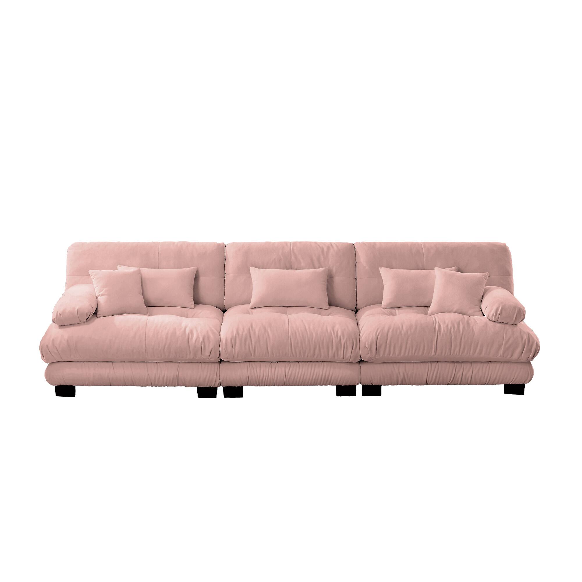 Alt View 6. LOVMOR - 3 Seater Chenille Modular Sectional Couch Deep Seat Compressed Pack For Living Room Apartment Office Plush Den - Pink.