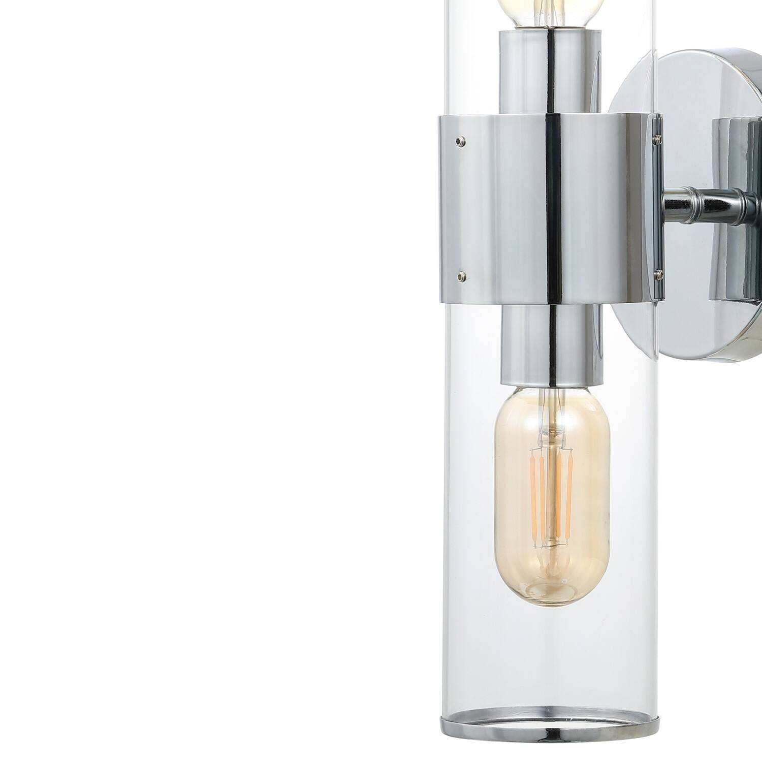 Alt View 4. Jonathan Y - Quinn 15.5" 2-Light Mid-Century Modern Iron/Acrylic LED Sconce, Chrome/Clear - Chrome/Clear.