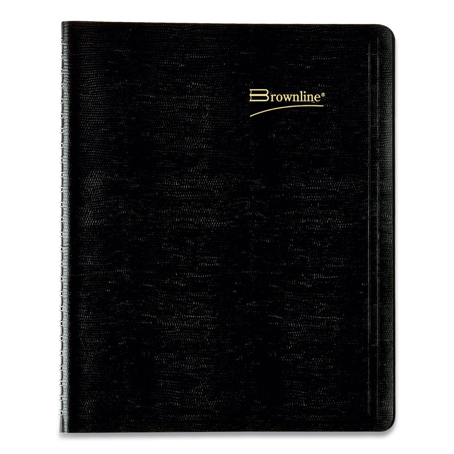 Left. Brownline - Essential Collection 14 Month Ruled Monthly Planner 8.88 x 7.13 Black Cover 14 Month Dec 2025 to Jan 2027.