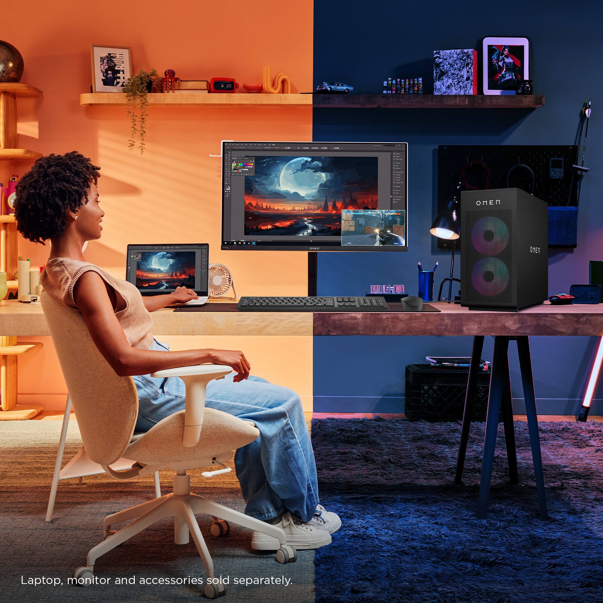 Laptop, monitor and accessories sold separately.