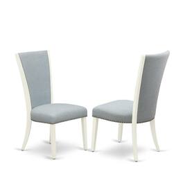 East West Furniture - East-West Furniture CAVE5-LWH-15 - A wooden dining table set of 4 amazing indoor dining chairs with Linen Fabric Baby - Linen White