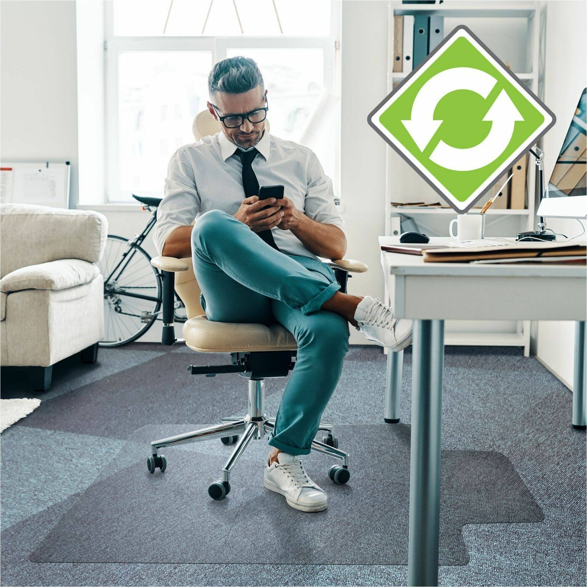 Front. Floortex - Cleartex Enhanced Polymer Lipped Chair Mat for Carpets up to 3/8'' - 48'' x 51'' - Clear.