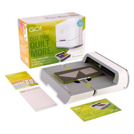 GO! BIG ELECTRIC FABRIC CUTTER - GO! CUT TIME. QUILT MORE. our fastest cuts accurate cuts safe & easy SE 100 FINAT AUTOMATIC a accuquilt GO! PATTERN - GO! BIG MAKE THE CUT