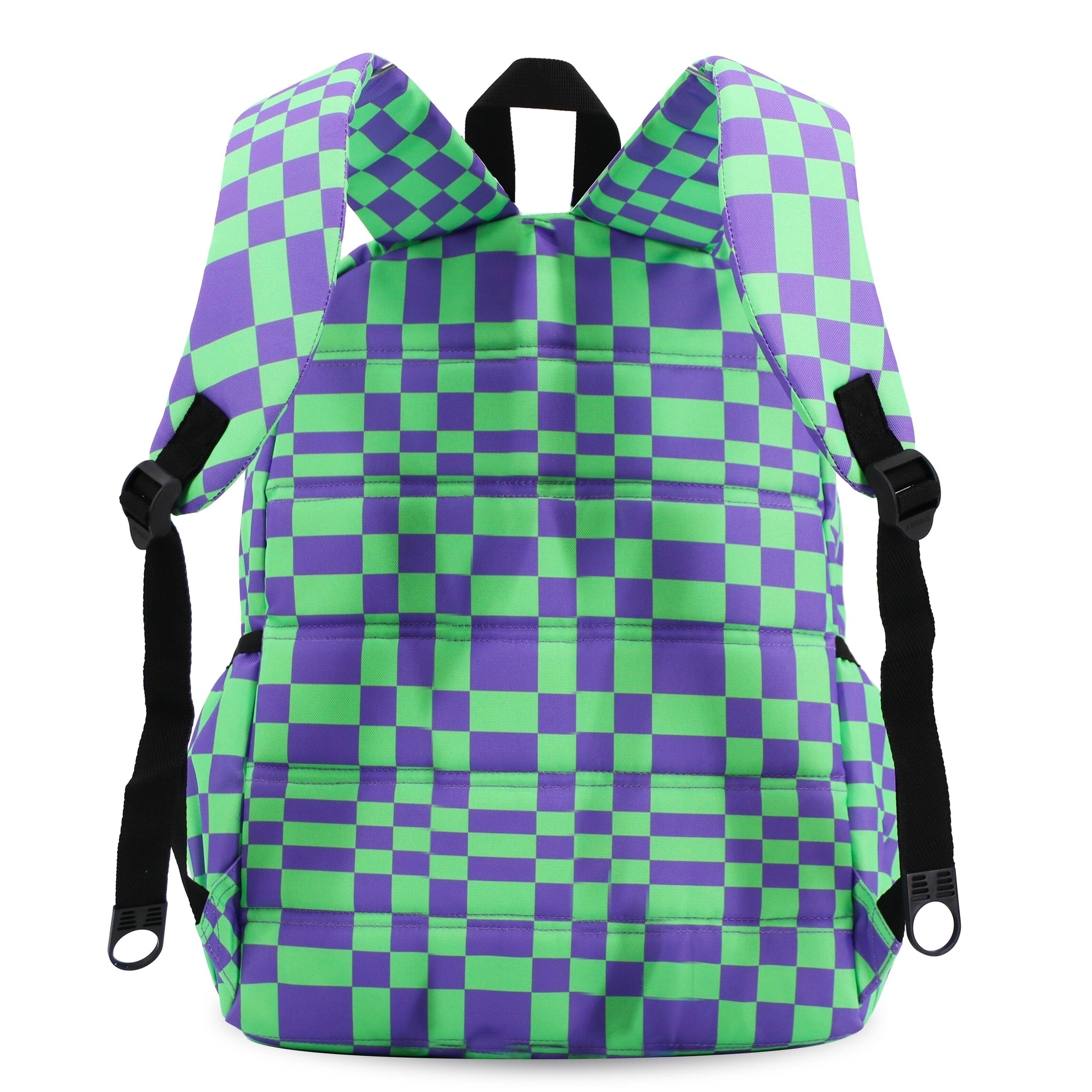 Back. J World - J World Unisex Oz 17" Daily Backpack For School And Travel - Pixel Checkers - PIXEL CHECKERS.