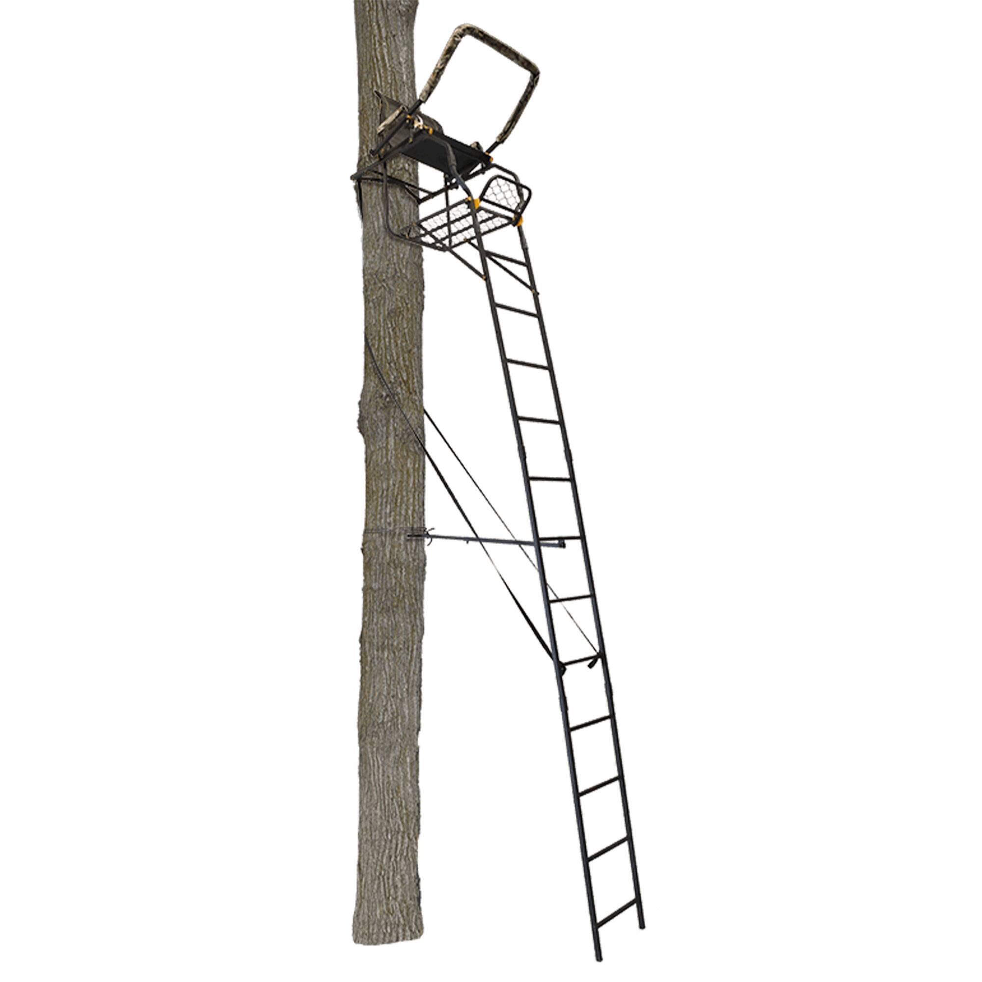 Alt View 8. Muddy - Muddy Huntsman Deluxe 17 Foot Hunting Ladderstand, 1 Person Climbing Tree Stand - Black.