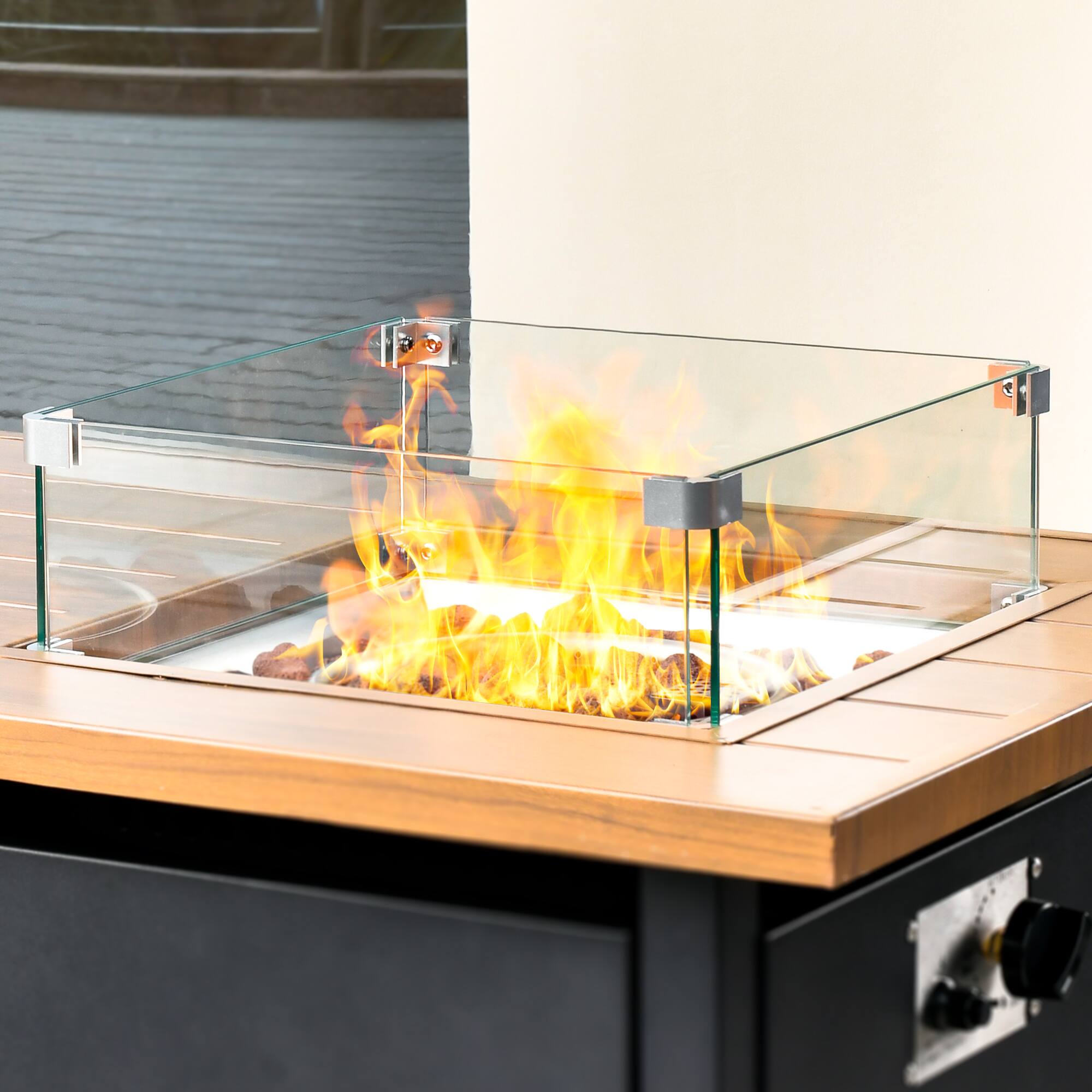 Ovios - Multi-Size Fire Pit Wind Guard Tempered Glass Wind Guard - for 30" Square Fire Pit