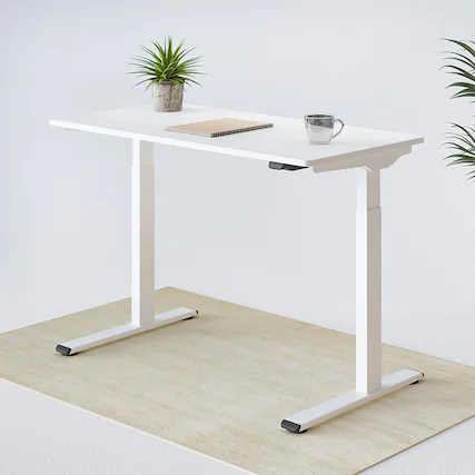 Front. FlexiSpot - FlexiSpot EC9W-E 48"W Electric Height Adjustable Standing Desk, with Basic Up & Down Control Button, White - White.
