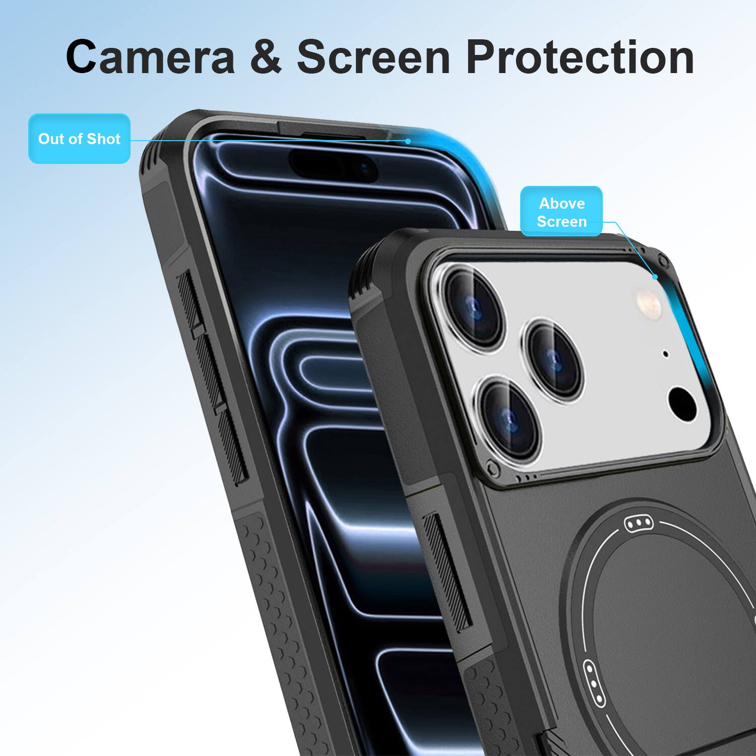 Camera & Screen Protection

Out of Shot

Above Screen