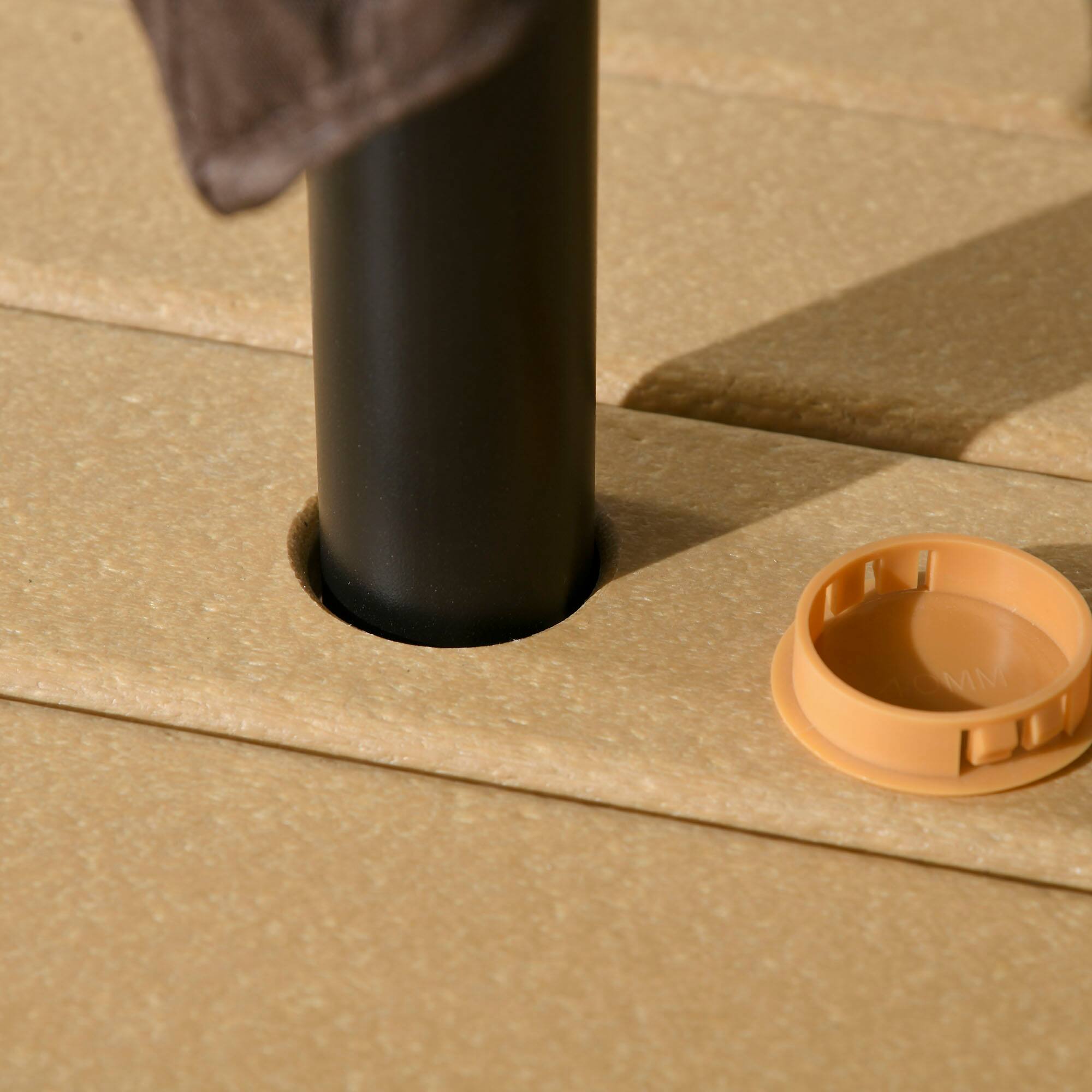 Alt View 8. Outsunny - 5 Piece Patio Dining Set for 4 with Umbrella Hole, Waterproof HDPE Outdoor Table and Chairs - Yellow.