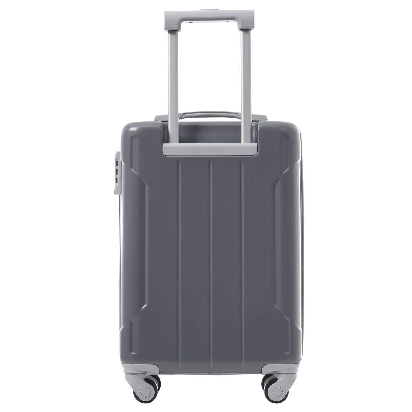 Left. PexFix - 3-Piece Luggage Set with 20" Carry-On, Lightweight Hardshell ABS, Spinner Wheels, for Business & Weekend Travel - Cool Gray.