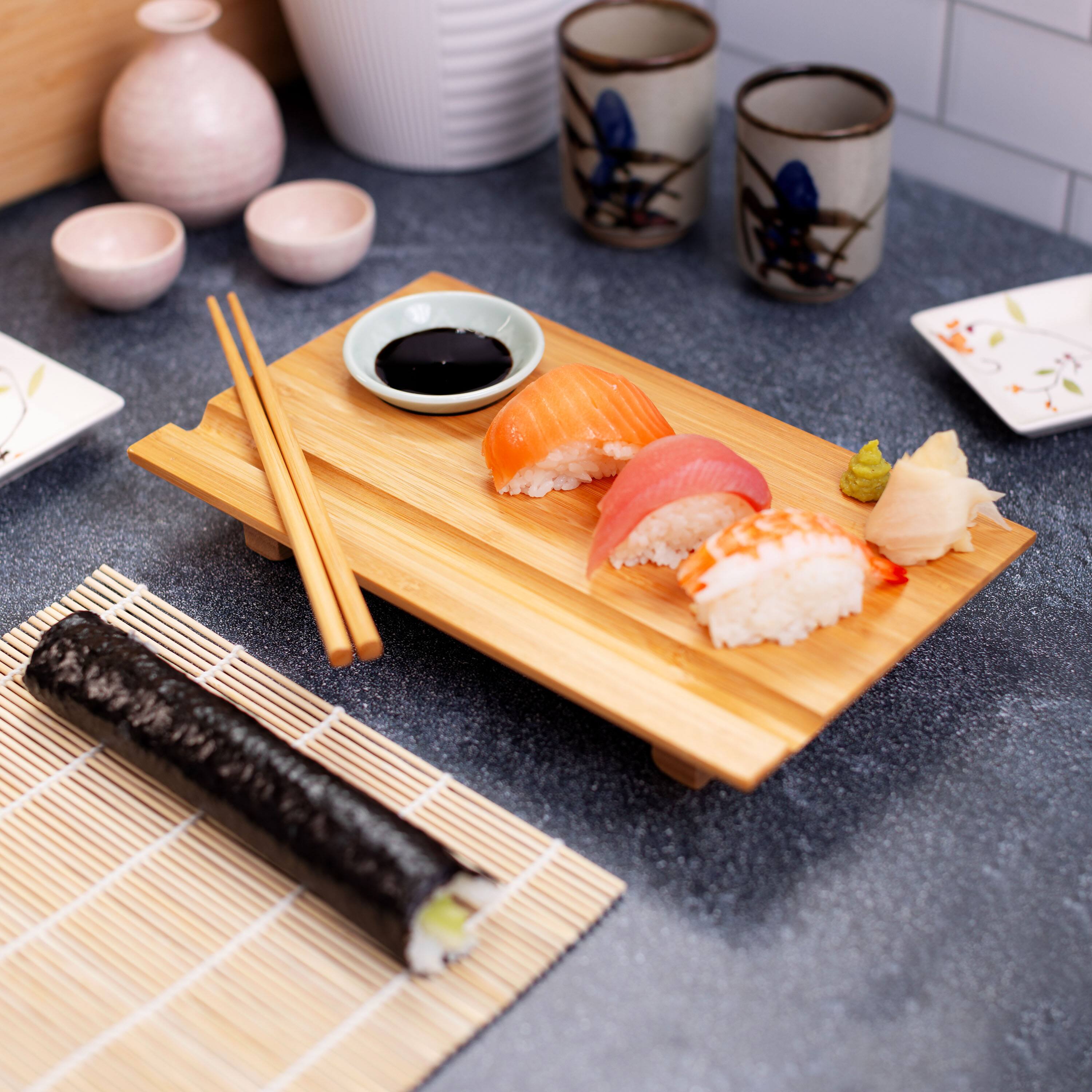 Alt View 1. Escali - Joyce Chen Burnished Bamboo Sushi Board Set - Natural.